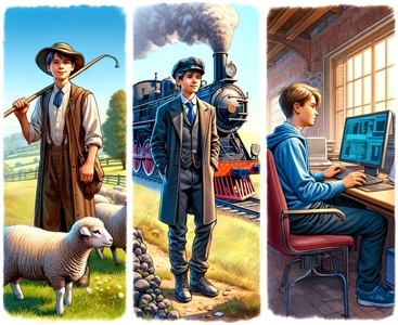 Профессии разных эпох: пастух, машинист, программист